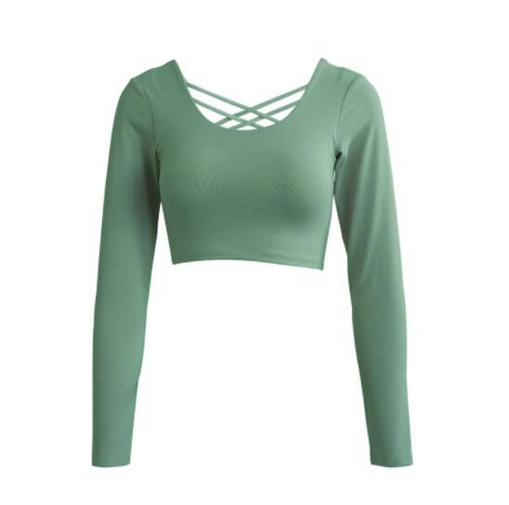 Quick-Dry Exercise Women Navel Exposed Sport Yoga Long Sleeves