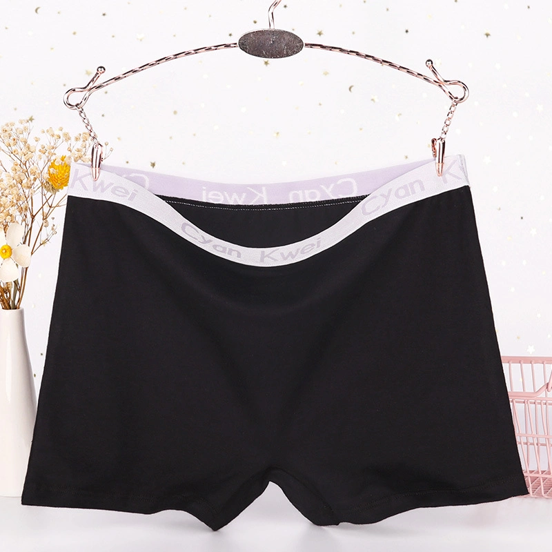 Women′s Boxer Shorts Women′s Cotton Antibacterial MID-Waist Large Size Boxer Shorts Women′s Fat Sport Flat Foot Cotton Shorts