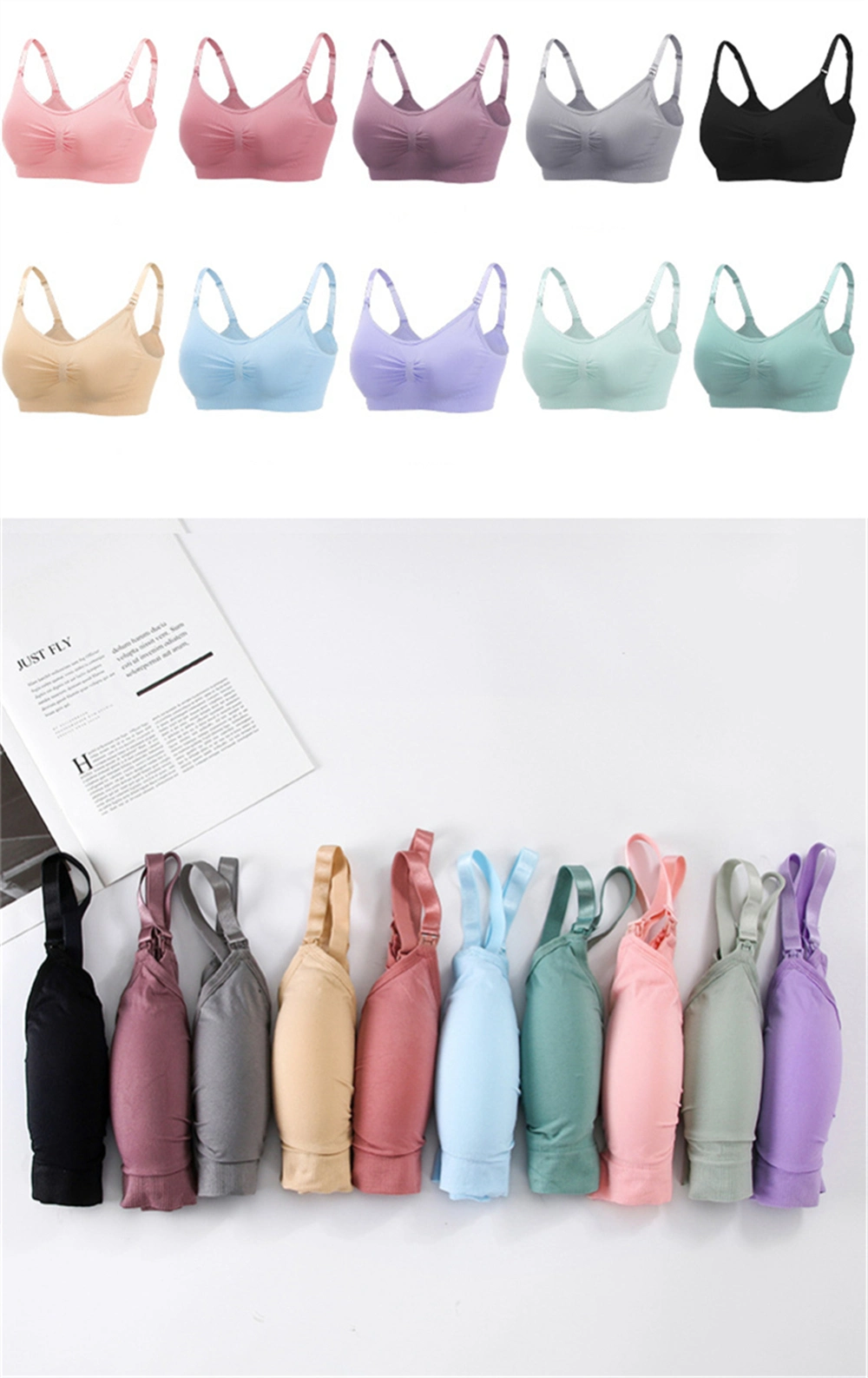 Maternity Bras Wirefree Nursing Bra Pregnancy Clothes Prevent Sagging Breastfeeding Women′s Breathable Lactancia Bra