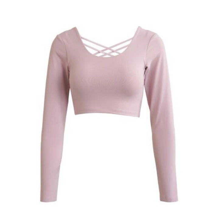 Quick-Dry Exercise Women Navel Exposed Sport Yoga Long Sleeves