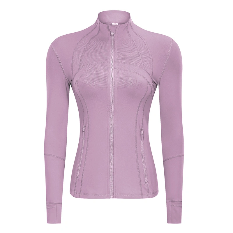 Winter New Jogging Fitness Jacket Women′s Slim Stretch Sports Jacket Zipper Running Long Sleeves